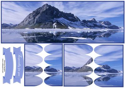Icy Mountain & Lake Large Dl Scallop Stacker Topper