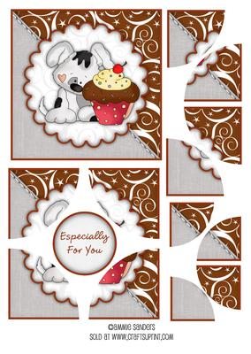 Sweet Little Puppy & Cup Cake Corner Stacker & Sentiment