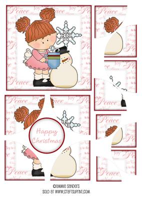 Sweet Little Girl & Snowman Corner Stacker & Sentiment