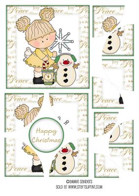 Sweet Little Girl & Snowman Corner Stacker & Sentiment
