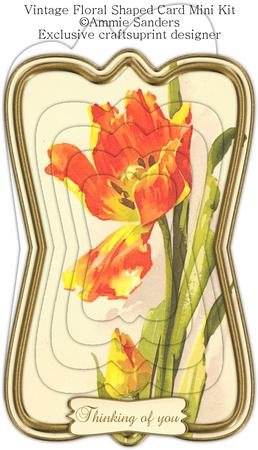 Beautiful Painted Flower Shaped Card, Decoupage & Sentiments