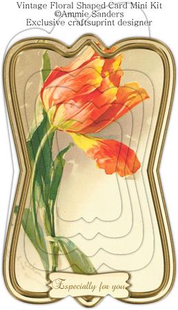 Beautiful Painted Flower Shaped Card , Decoupage & Sentiment