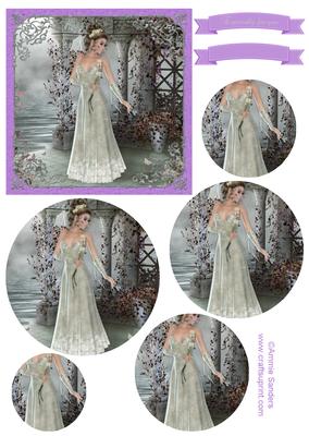 Beautiful Lady Standing by the Water Topper & Decoupge