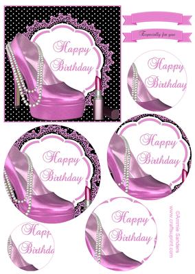 Ladies Essentials Happy Birthday Topper & Decoupage
