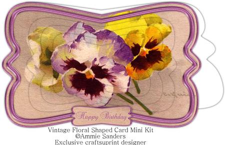 Beautiful Painted Pansies Shaped Card Mini Kit