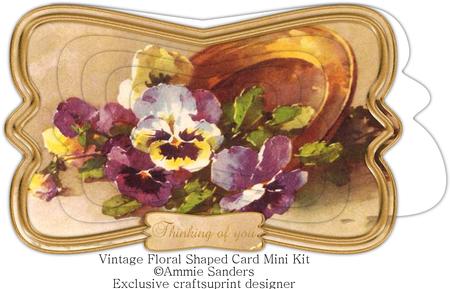 Beautiful Painted Pansies Shaped Card Mini Kit
