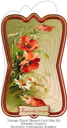 Beautiful Painted Poppies Shaped Card Mini Kit