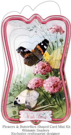 Beautiful Painted Flowers & Butterflies Shaped Card Mini Kit