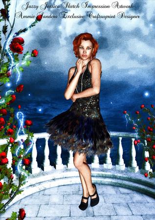 Jazzy Jessica Sketch Impression Original Digital Art