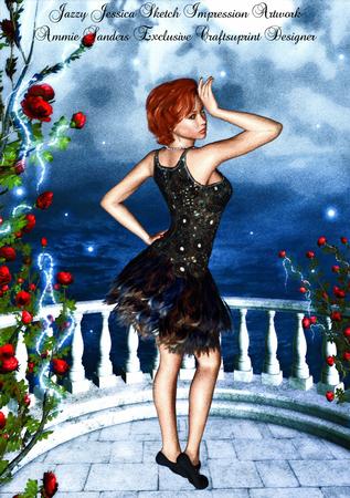 Jazzy Jessica Sketch Impression Original Digital Art