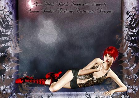 Goth Chick Sketch Impression Original Digital Art