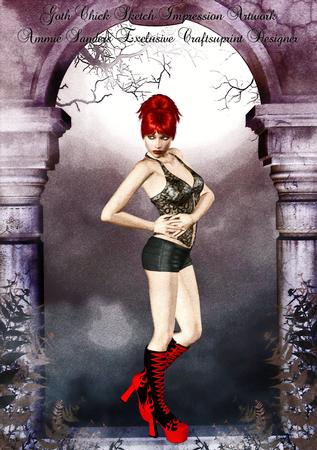 Goth Chick Sketch Impression Original Digital Art