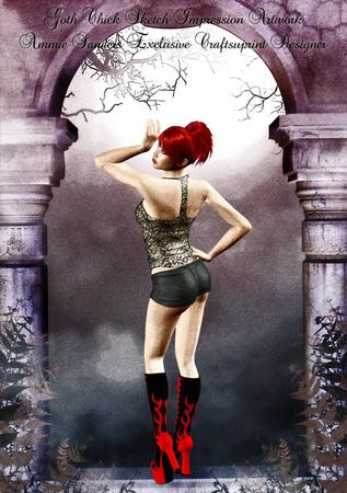 Goth Chick Sketch Impression Original Digital Art