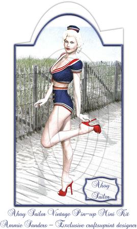 Ahoy Sailor Vintage Pin-up Shaped Card Mini Kit