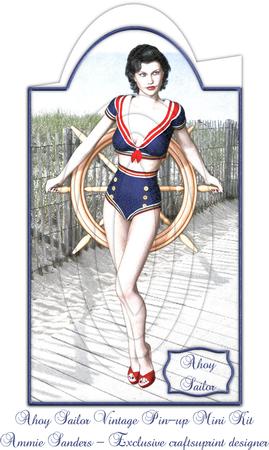 Ahoy Sailor Vintage Pin-up Shaped Card Mini Kit