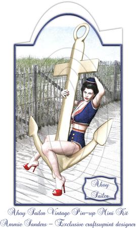 Ahoy Sailor Vintage Pin-up Shaped Card Mini Kit