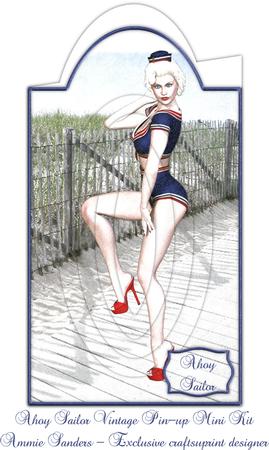 Ahoy Sailor Vintage Pin-up Shaped Card Mini Kit