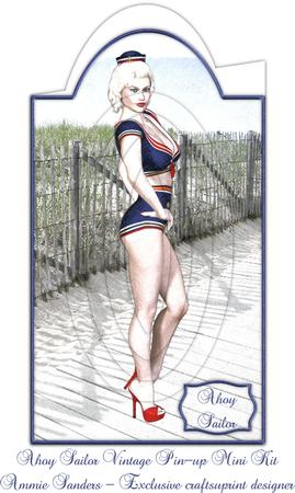 Ahoy Sailor Vintage Pin-up Shaped Card Mini Kit
