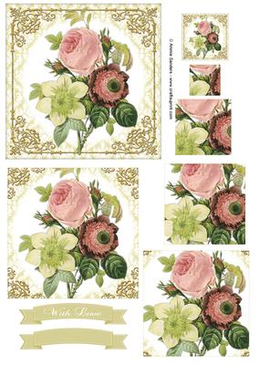 Pretty Floral Bouquet Pyramid Topper & Sentiments