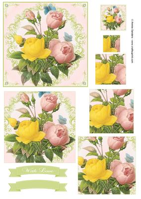 Roses & Butterfly Pyramid Topper & Sentiments