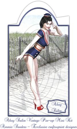 Ahoy Sailor Vintage Pin-up Shaped Card Mini Kit