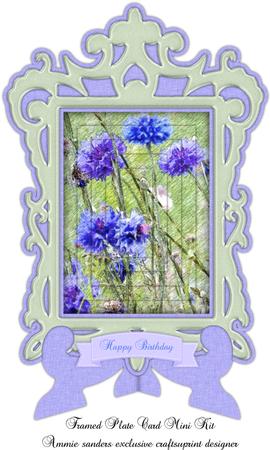 Pretty Purple & Blue Flowers Framed Plate Card Mini Kit