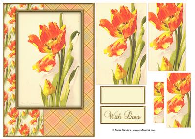 Beautiful Painted Tulip A5 Card Front Decoupage & Sentiment