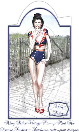 Ahoy Sailor Vintage Pin-up Shaped Card Mini Kit