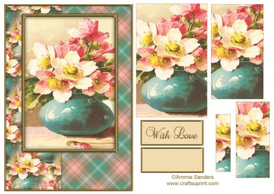 Beautiful Vintage Painted Flowers A5 Quick Card