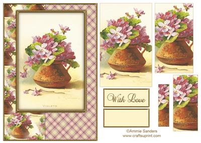 Beautiful Vintage Painted Flowers A5 Quick Card