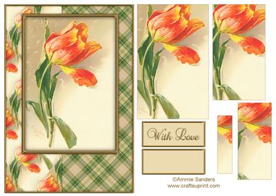 Beautiful Vintage Painted Tulip A5 Quick Card