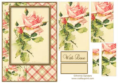 Beautiful Vintage Painted Roses A5 Quick Card