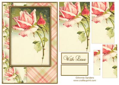 Beautiful Vintage Painted Roses A5 Quick Card