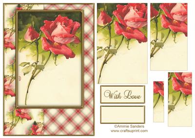 Beautiful Vintage Painted Roses A5 Quick Card