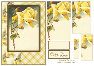 Beautiful Vintage Painted Roses A5 Quick Card
