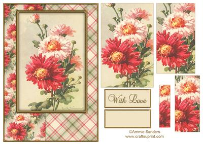 Beautiful Vintage Painted Flowers A5 Quick Card