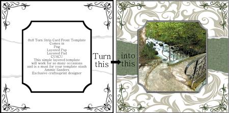 8x8 Torn Strip Card Template, Png, Layered Psp & Layered Psd
