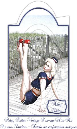 Ahoy Sailor Vintage Pin-up Shaped Card Mini Kit