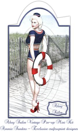 Ahoy Sailor Vintage Pin-up Shaped Card Mini Kit