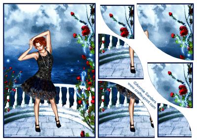 Pretty Lady Posing on the Balcony Corner Stacker A5 Card