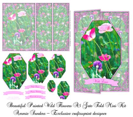 Beautiful Painted Wild Flowers A5 Gate Fold Card Mini Kit