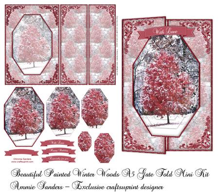 Beautiful Painted Winter Woods A5 Gate Fold Card Mini Kit