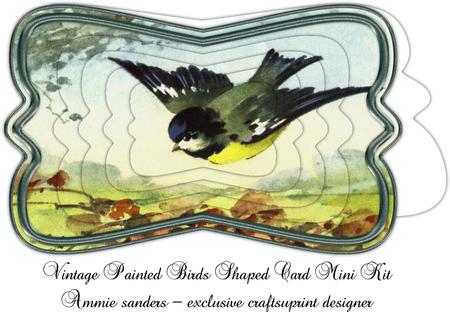 Beautiful Vintage Painted Birds Shaped Card Mini Kit