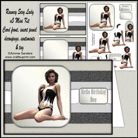 Raunchy Sexy Lady A5 Card Front & Decoupage A5 Mini Kit