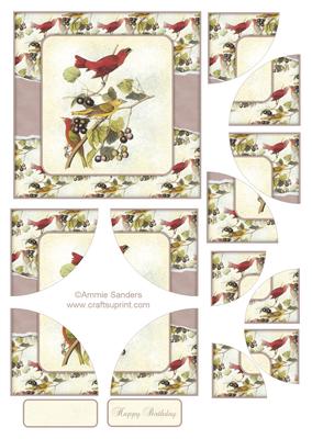 Vintage Painted Birds Corner Stacker & Sentiments