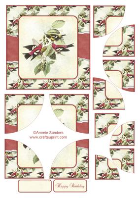 Vintage Painted Birds Corner Stacker & Sentiments