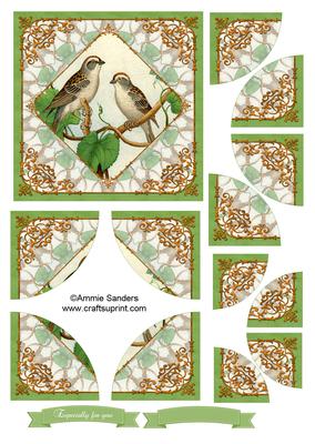 Vintage Painted Birds Corner Stacker & Sentiments