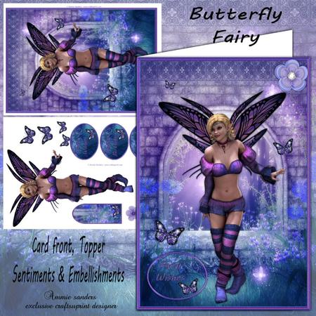 Butterfly Fairy Card Front & Decoupage A4 Mini Kit