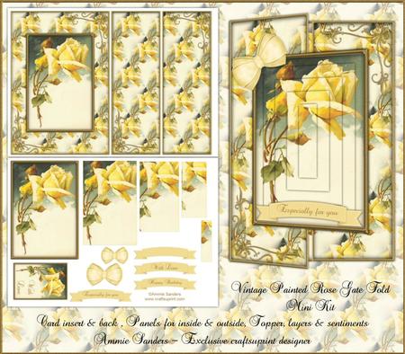 Beautiful Vintage Yellow Rose Gate Fold A5 Mini Kit
