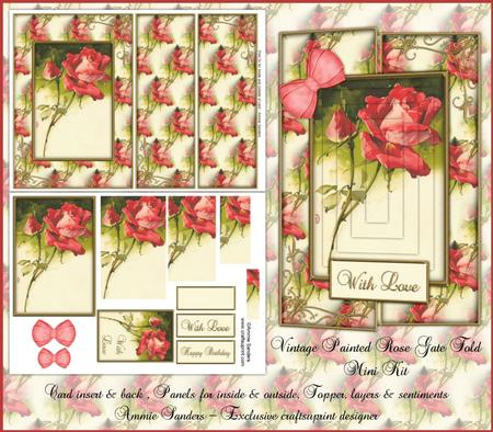 Beautiful Vintage Red Rose Gate Fold A5 Mini Kit